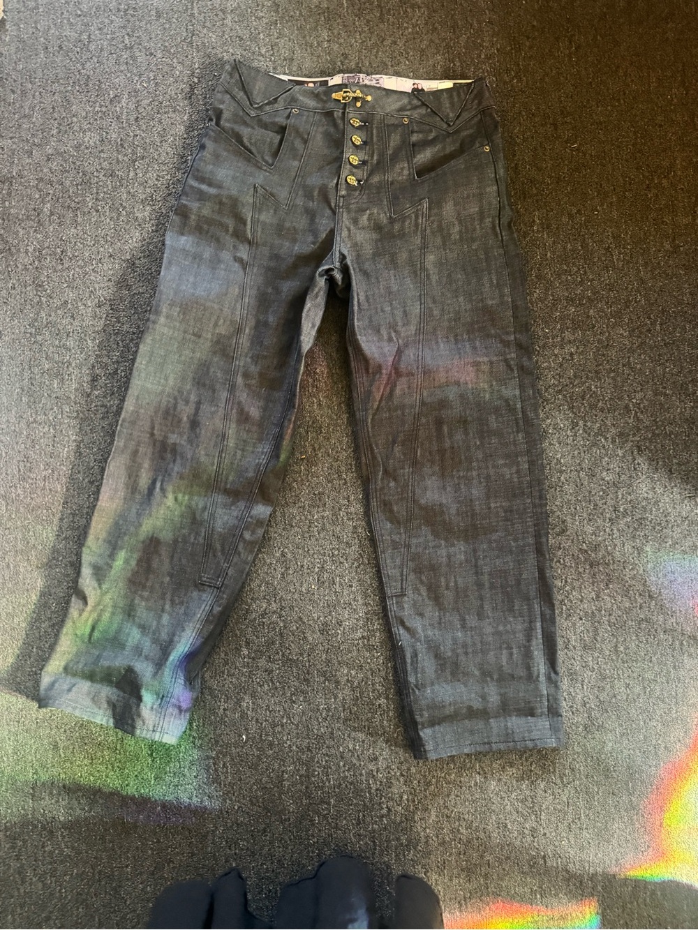 Fineculturee Dark Gray High-Rise Button-Fly Jeans